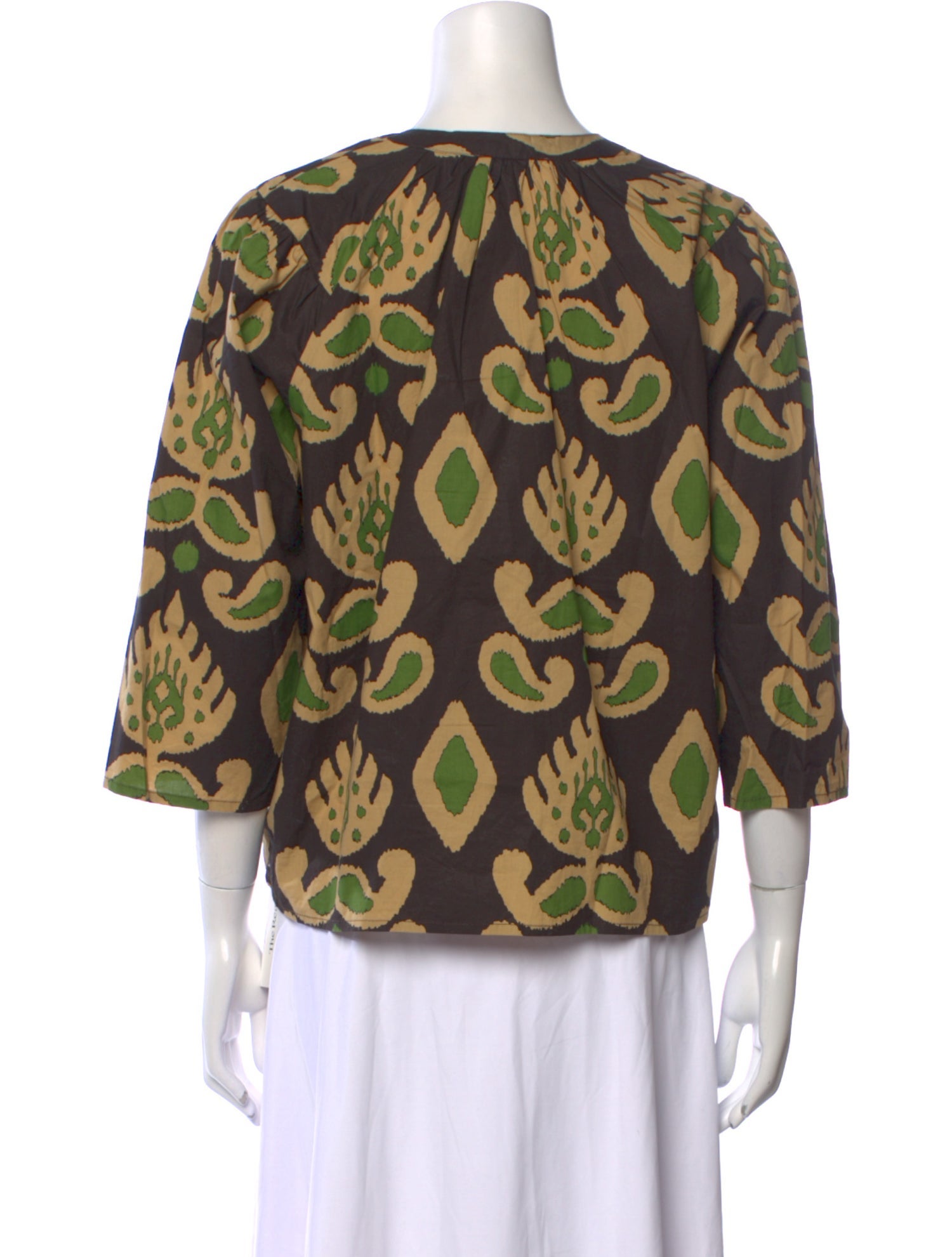 Calypso St. Barth Printed Tie Neck Blouse